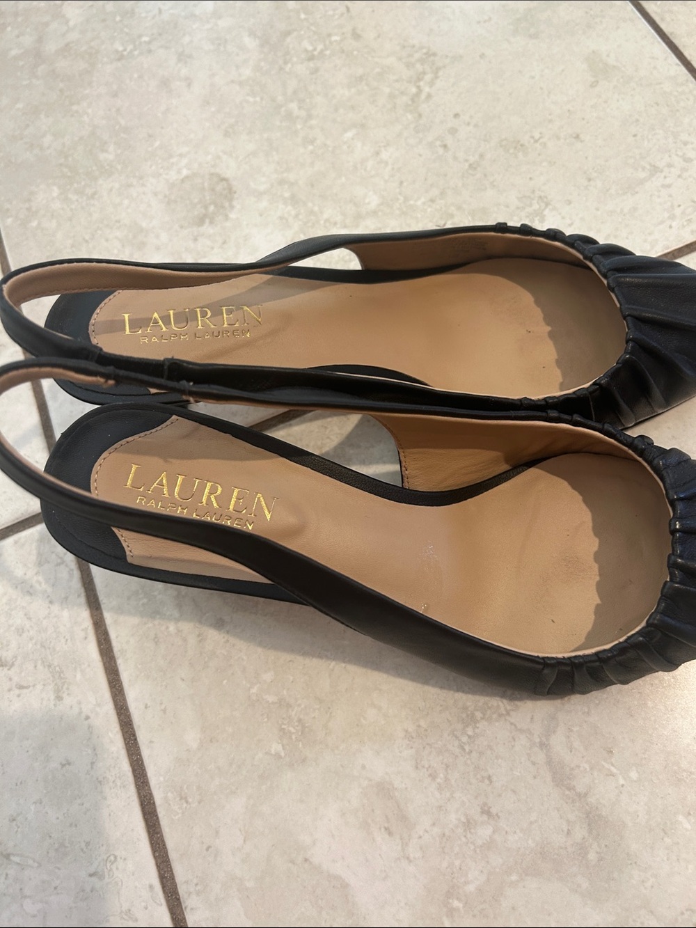 Lauren Ralph Lauren Black leather Slingback Pointed Flats - Picture 3 of 3